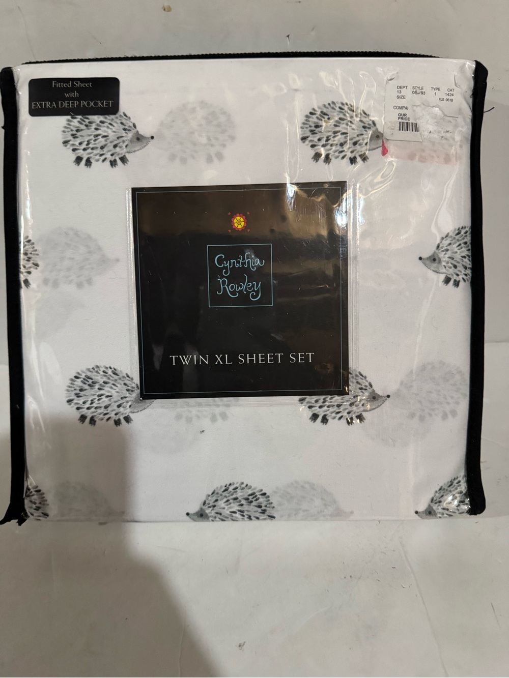 Cynthia Rowley Black Packaging with Turquoise Logo Twin XL Sheet Set